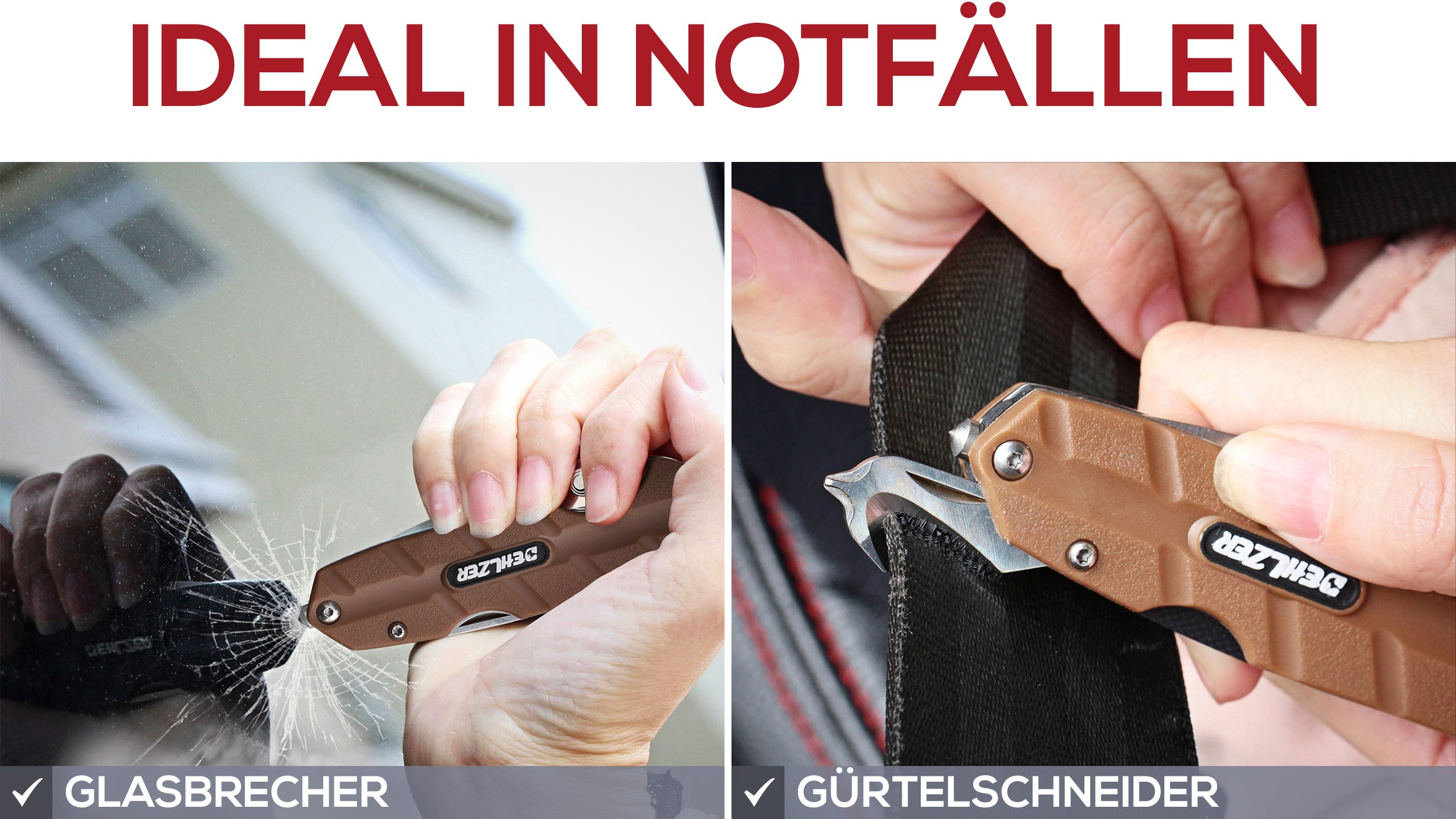 Klapp Taschenmesser mit Schärfer und Tasche - Multi Tool Nicht-Verriegelungs-Taschenmesser mit Gürtelclip, Flaschenöffner, Gürtelschneider, 2x Schraubendreher - Ideal für Camping und Notsituationen - von Dehlzer