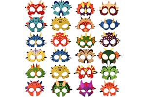 SSZS DANGSHAN SSZS 24 Packs Dinosaur Masks Party Supplies Felt and Elastic for Kid Dinosaur Masks Dress-Up Party Favors 24 Masks for Birthday Gifts Party Decorations