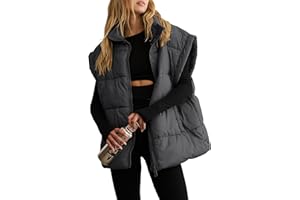 Vimyig Women's Winter Crop Puffer Vest Lightweight Warm Flysleeve Stand Collar Padded Puffy Jackets Coats with Pockets