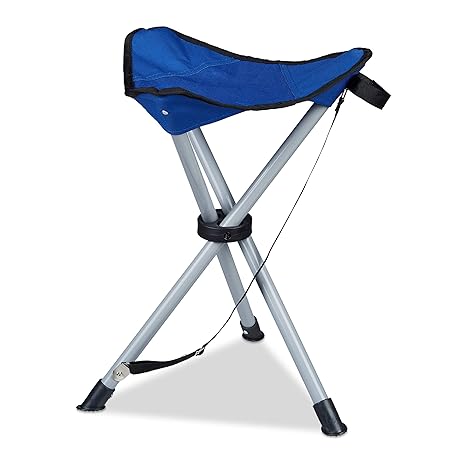 Relaxdays Dreibein-Hocker, 40 cm Sitzhöhe, Sitzhocker, Faltbar, für Garten, Camping