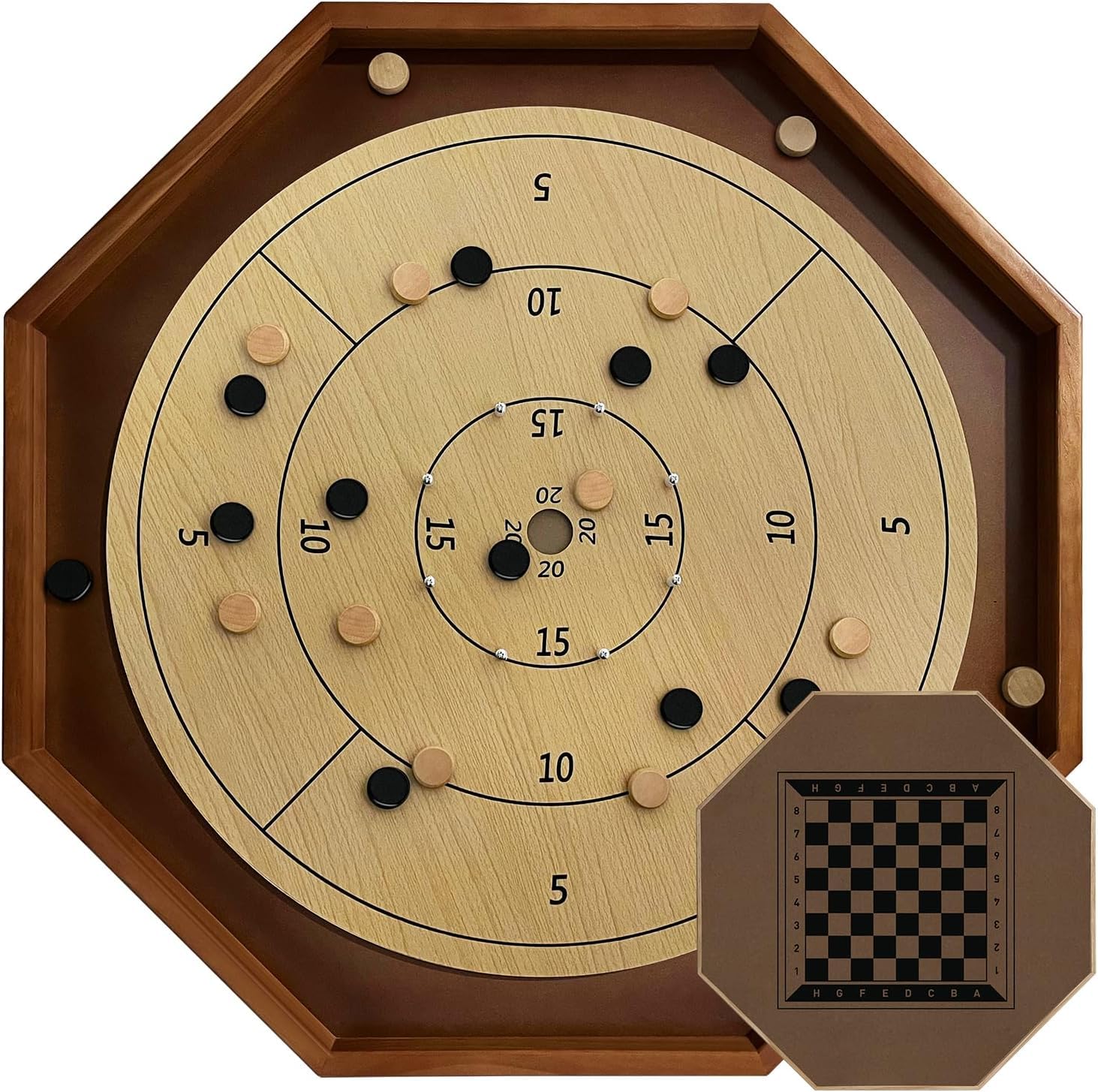 27 Inch Tournament Crokinole Board Game, 2 in 1