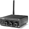 Pyle Compact Powerful Home Audio Amplifier Receiver Mini with Bluetooth 5.0 Desktop Blue Series 2 x 100 Watt for Home Speakers w/Bass &Treble Control - PDA22BT
