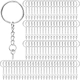 Keychain Rings for Crafts, Flasoo 360Pcs Keychains for Resin Include Key Rings with Chain, Jump Rings, Screw Eye Pins for DIY Keychain Making