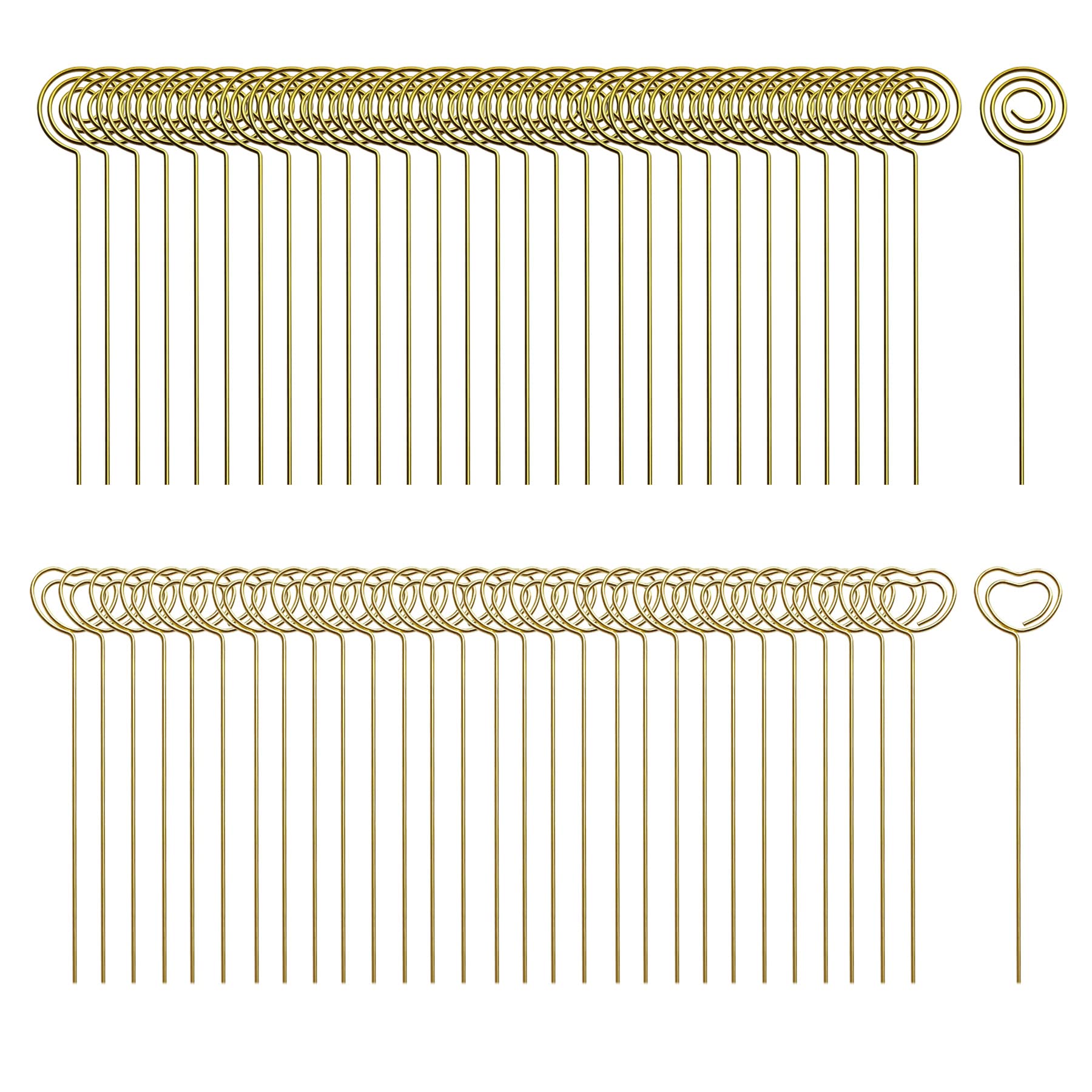 Woohome 60 PCS Metal Wire Picture Holder Gold Wire Clip Table Card Note Memo Holder for Birthday Party Office Cake Topper DIY Accessories