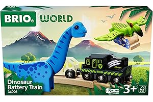 BRIO World – 36096 Dinosaur Battery Train | Toy Train for Kids Aged 3 Years Up