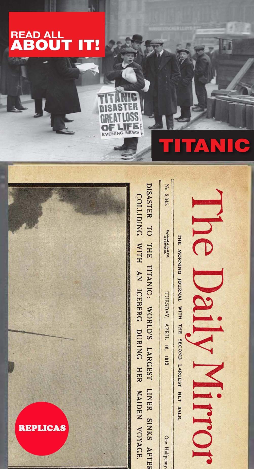 Titanic Replica Newspaper: Daily Mirror 1912