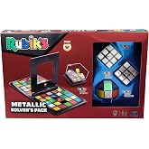 Rubik&rsquo;s Metallic Solver&rsquo;s Pack, Rubik&rsquo;s Cube Edge Twist Race Game in Metallic Finish 3D Puzzle Brain Teaser Retro Fidget Toy Board Game, for Ages 8+