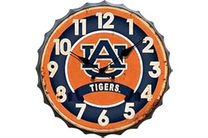 Hanna's Handiworks Auburn University Bottle Cap Clock Vintage Metal Tigers Wall Art – Show Your Team Spirit with AU Fan Decor