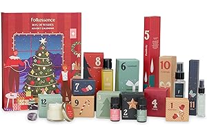 Folkulture Christmas Advent Calendar 2024, 12 Days of Christmas Gifts for Women, Incense Sticks, Essential Oil, Candle, Wax M