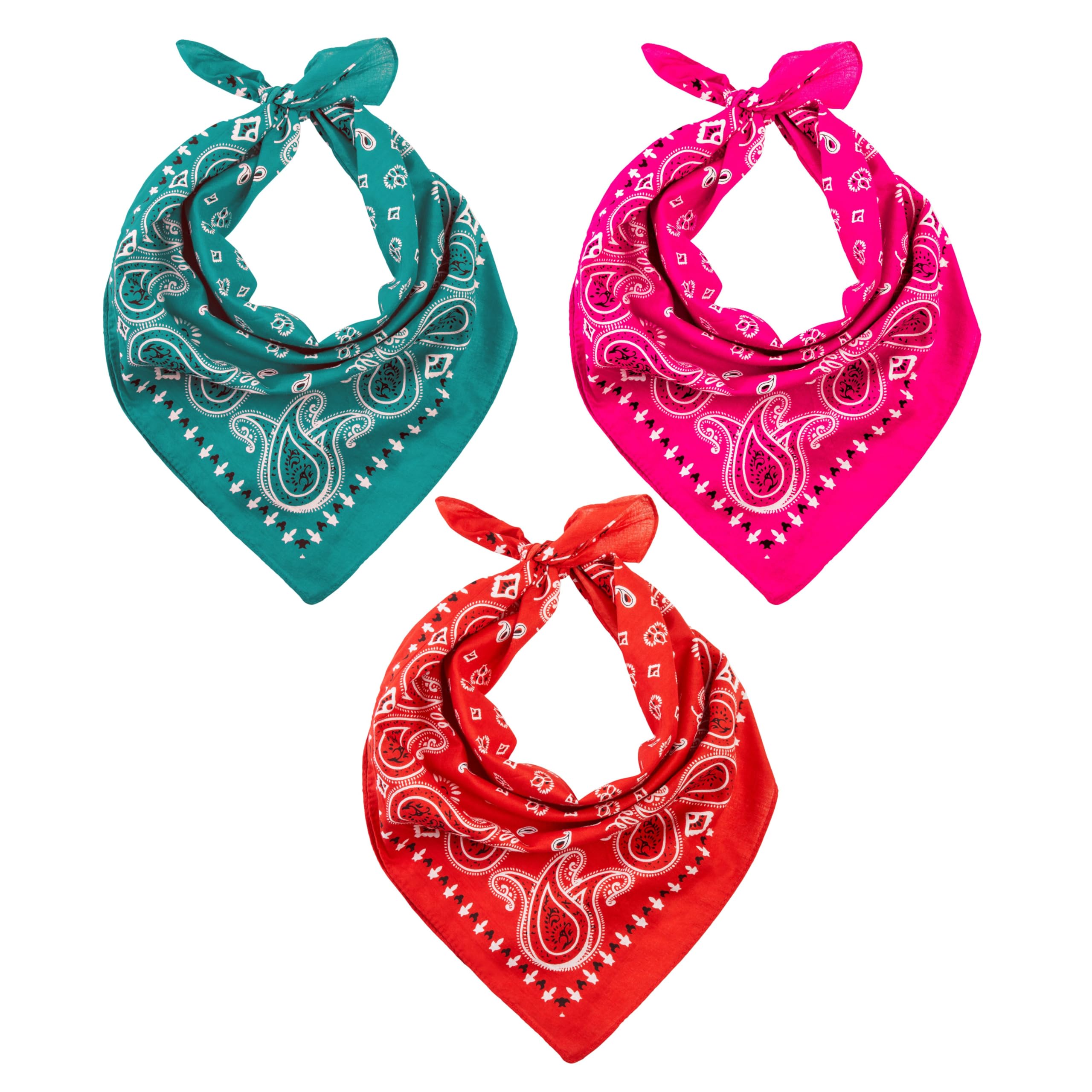 Photo 1 of **** ONLY 1 ***** LOVARZI Bandana for Men & Women - Red, Pink, Teal Set of 3 Bandanas - Hair Headband Cotton Tactical Travel and Sports Gear