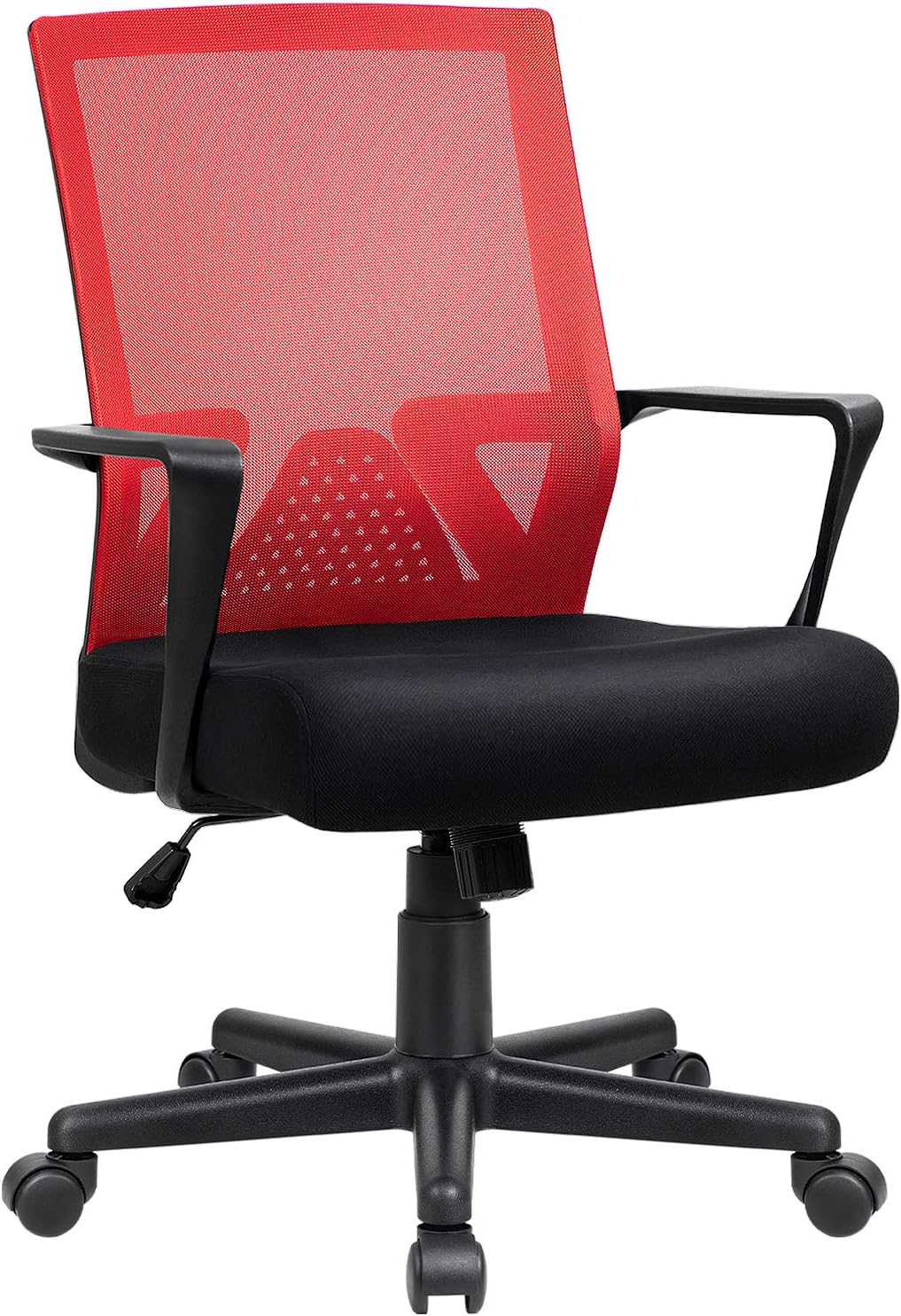 Furniwell Office Chair Ergonomic Desk Chair Mid Back Modern Computer Chair Task Swivel Chair Mesh Adjustable Chair with Lumbar Support Armrest (Red)