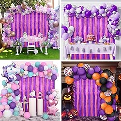 2 Pack Pink and Purple Foil Fringe Curtains