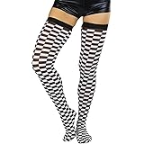 ToBeInStyle Women's Checkered Wide Elastic Band Thigh Hi Stocking