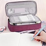 WEMATE Large Pencil Case 9 x 4.3 x 2.4in 5 Compartments Canvas Purple Red view 6