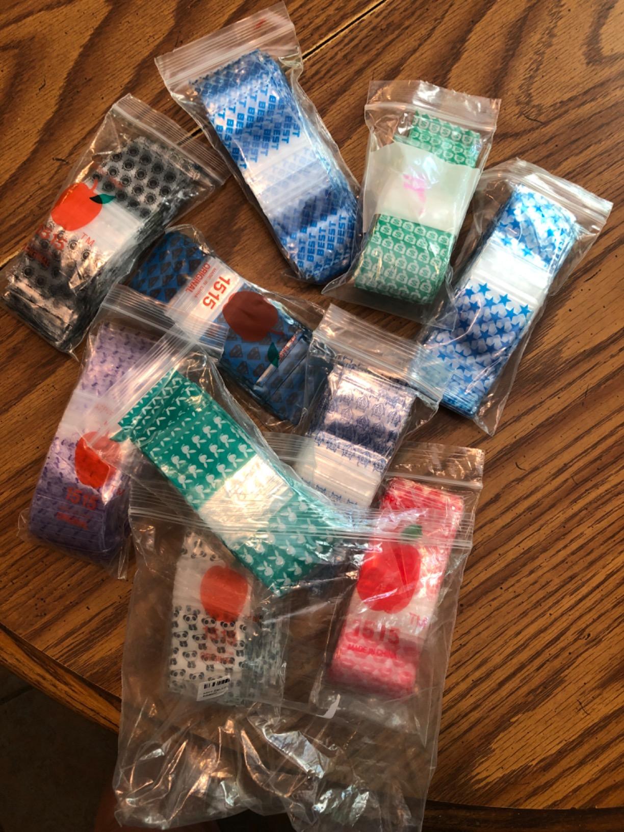 3/mo Finance Mini Zip Lock Baggies 1 1/2" x 1 1/2" Colored with