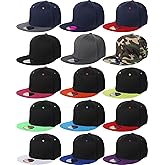 15 Pack Snapback Hats for Men Hip Hop Style Solid Baseball Hats Adjustable Snapback Cap Flat Brim Baseball Caps