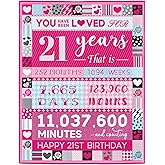 21 Year Old Girl Birthday Gifts, Pink Love Rose Elements Happy Birthday Blanket, Sweet 21 Gifts for Girls Daughters Sisters Friends, 50"x60"