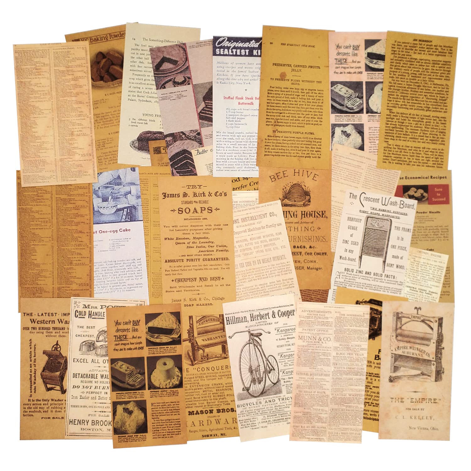 Mayplous 3-Pack Vintage Pattern Scrapbook Paper Set, Single-Sided Retro Kraft Decorative Background Sheets for Card Making, Paper Crafts, Die Cutting & Collage Art (Muse)