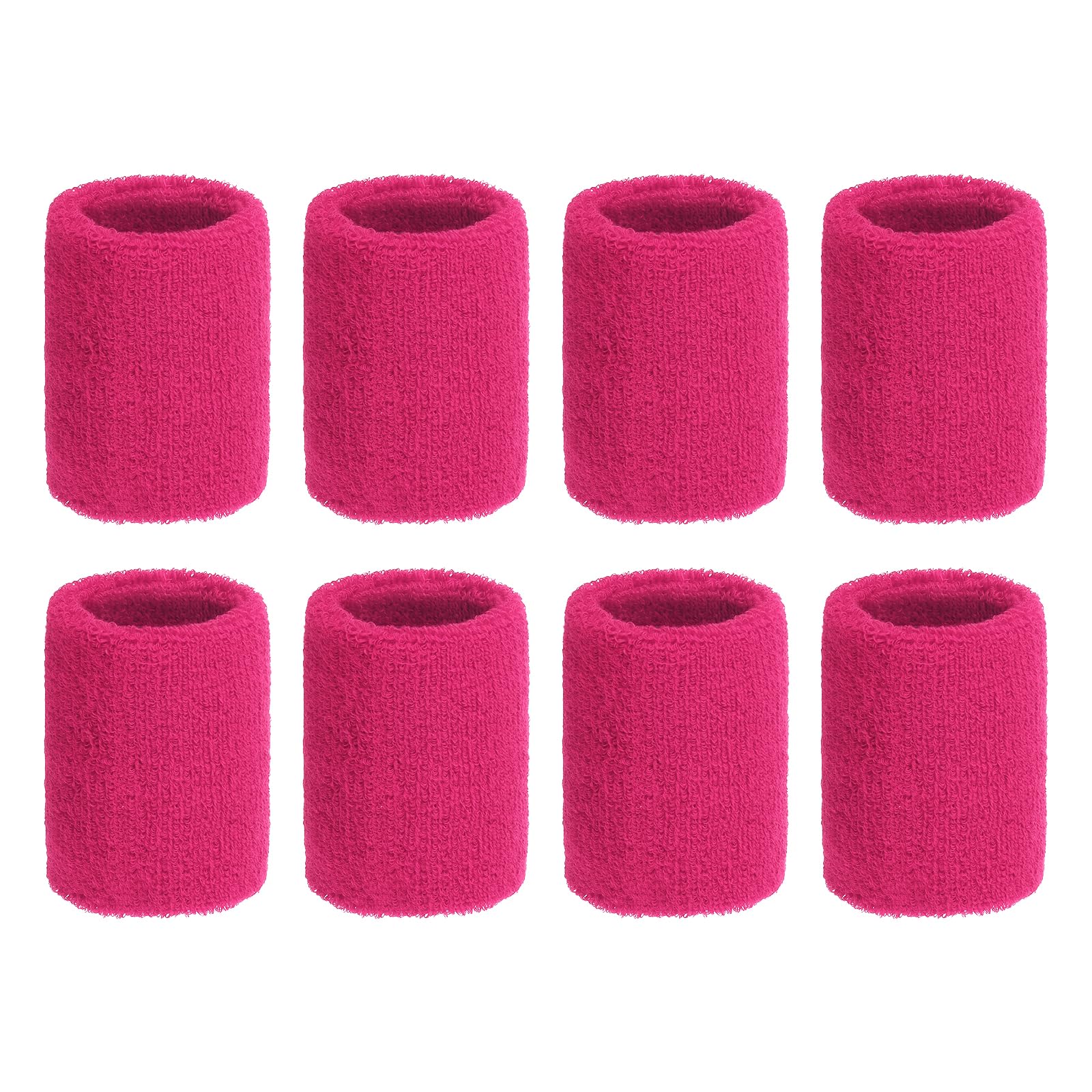 PATIKIL Wrist Sweatbands, 8Pack Sports Wristbands Sweatbands Wrist for Tennis Badminton Basketball Football, Dark Fuchsia