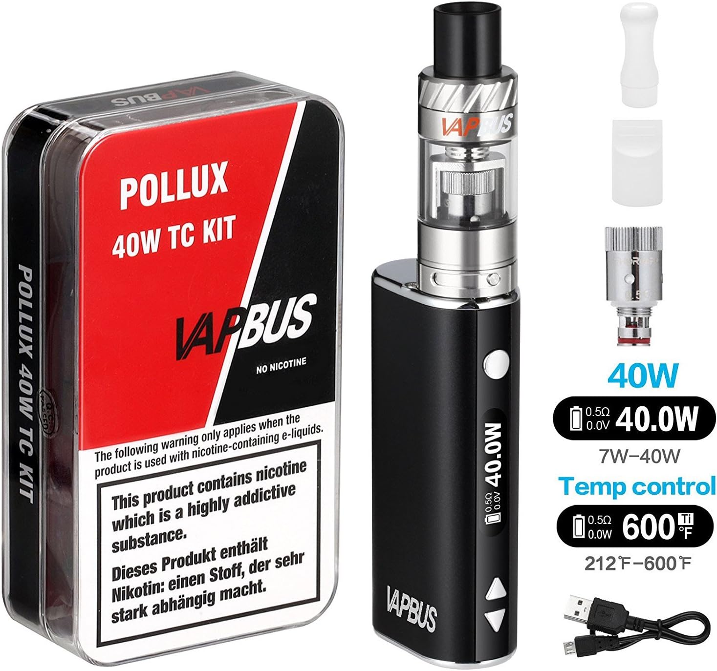 Electronic Cigarette, 2 * EVOD Vape Pen 1100mAh Battery+2 * CE4 Top Refill Atomizer 1.6ml + Micro USB Charging Cable, Electronic Cigarettes Complete Kit Swap, Nicotine-Free, No Liquid Silver