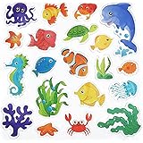 20 Pieces Sea Animals Thick Gel Clings Ocean Window Gel Clings Decals Stickers for Toddlers Kids Adults Home Airplane Classro