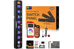 Auxbeam 8 Gang Slim Switch Panel AS-800 with APP&Wireless Remote Control | Bluetooth RGB Dimmable Switch Pod,Toggle Momentary Pulsed Control Panel,Waterproof for Offroad Truck Boat,3 Years Warranty