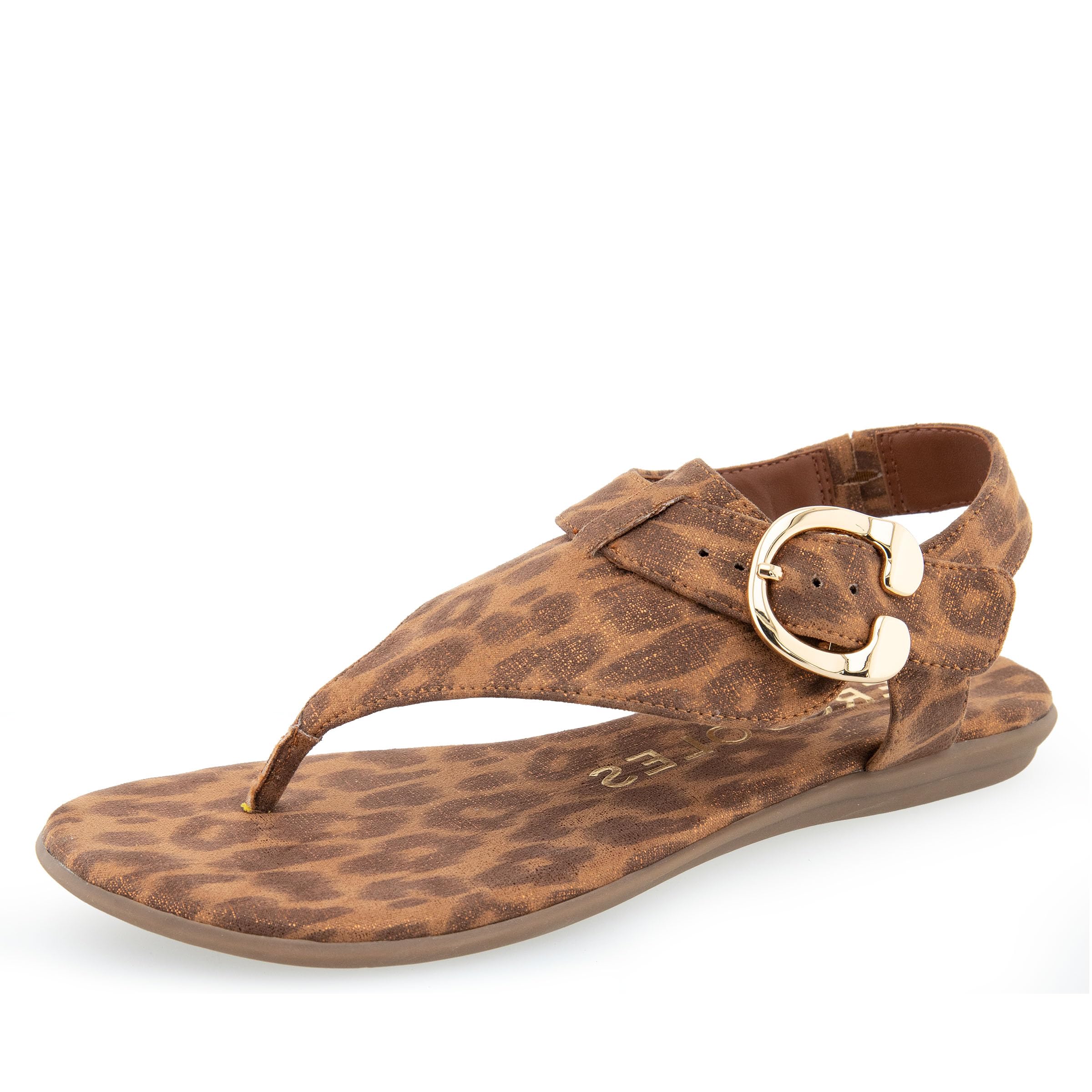 Aerosoles Women’s ISA Flat Sandal, Leopard Metallic Faux Suede, 12 Wide