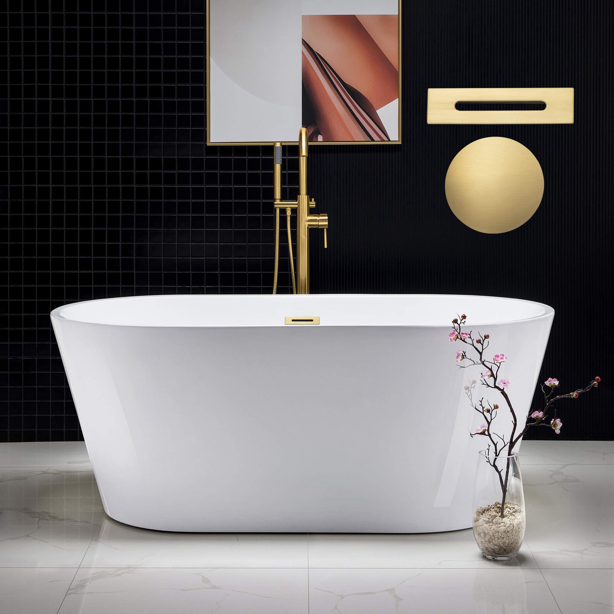 Photo 1 of *****ONLY BATHTUB****** ****NO GOLDEN PARTS*****  WOODBRIDGE 59" Freestanding White Acylic Soaking Bathtub , BTA1514-BG