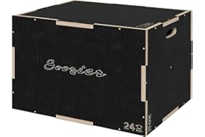 Soozier 3-in-1 Wooden Plyo Box, Plyometric Jump Box, Anti-Slip Step up Agility Platform with Handle Openings for Home Gym Wor