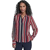 Tommy Hilfiger Womens Long Sleeve Striped Popover Work Blouse