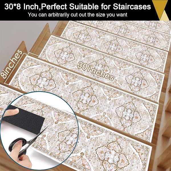 HEBE Non-Slip Stair Treads Carpet, 10 Pack, 8x30 Inch, Self-Adhesive, For Wooden Steps - View #7