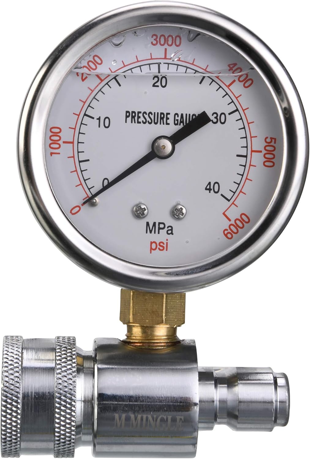 M MINGLE Pressure Washer Gauge Kit, 3/8 Inch Quick Connect, 6000 PSI