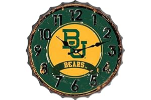 Hanna's Handiworks Baylor University Bottle Cap Clock Distressed Vintage Metal Bears Wall Art – Represent Your NCAA College with BU Fan Décor