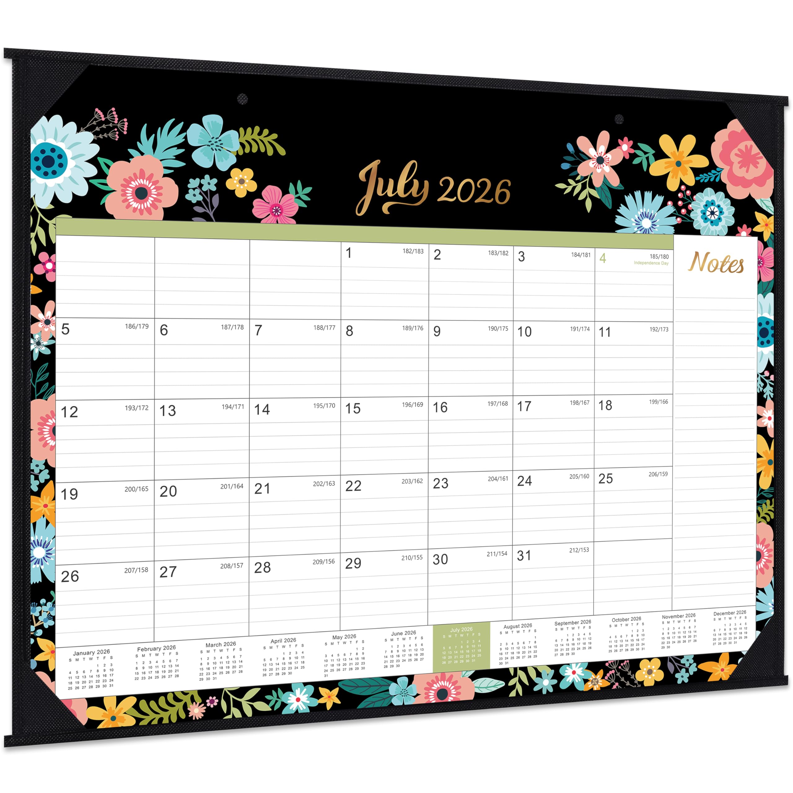 Photo 1 of 2026 Desk Calendar - Large Desk Calendar 2026, Jan. 2026 - Dec. 2026, 22" x 17", 12 Months, Corner Protectors - Black Floral