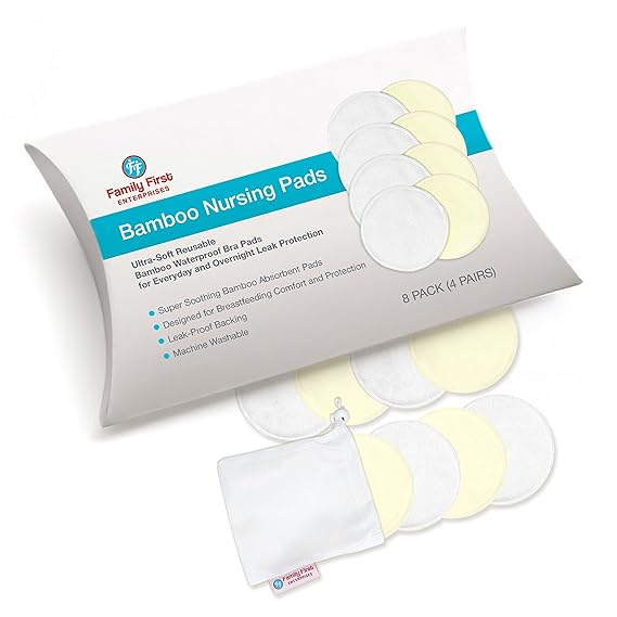 Nursing Pads - Bamboo Maternity Bra Pads for Breastfeeding Mothers - 8 Pack (4 Pair) - Beige
