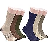 Clarks Men's Casual Half Cushion Crew Socks 6 Pair, Khaki/Brown/Olive/Denim/Shell/Stone, Men's 7-12 Shoe
