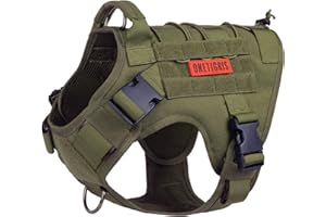 OneTigris Tactical Dog Harness,No-Pull Dog Vest with Leash Clips,Dog Harness Adjustable for Hiking Training Outdoor Dogs(Ranger Green, Medium)