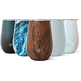 Simple Modern Wine Tumbler with Lid | Cute Stemless Glass Cup with Press-In Lid | Insulated Stainless Steel Coffee Mug | Gift