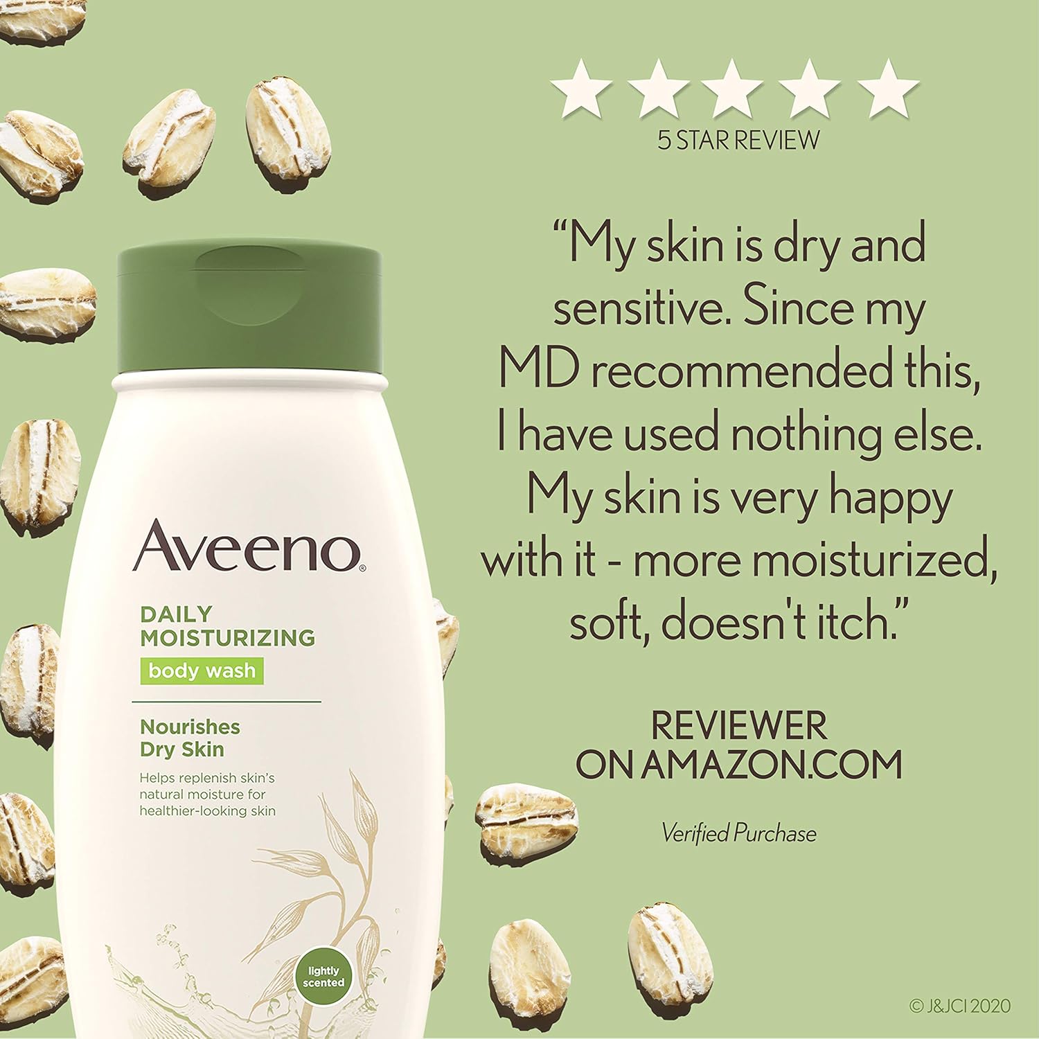 Aveeno Daily Moisturizing Body Wash for Dry Skin with Soothing Oat & Rich Emollients, Creamy Shower Cleanser, Gentle, Soap-Free and Dye-Free, Light Fragrance, 18 fl. oz : Bath And Shower Gels : Beauty