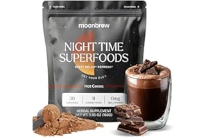 MoonBrew Nighttime Magnesium Hot Cocoa, Natural Sleep Aid Drink Mix for Adults - Calming Melatonin-Free Sleep Support - Sleepy Hot Chocolate Powder with L-Theanine, Chamomile & Zinc Glycinate