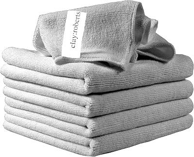 Clay Roberts Microfibre Cleaning Cloths 40x30cm Pack of 5 Grey