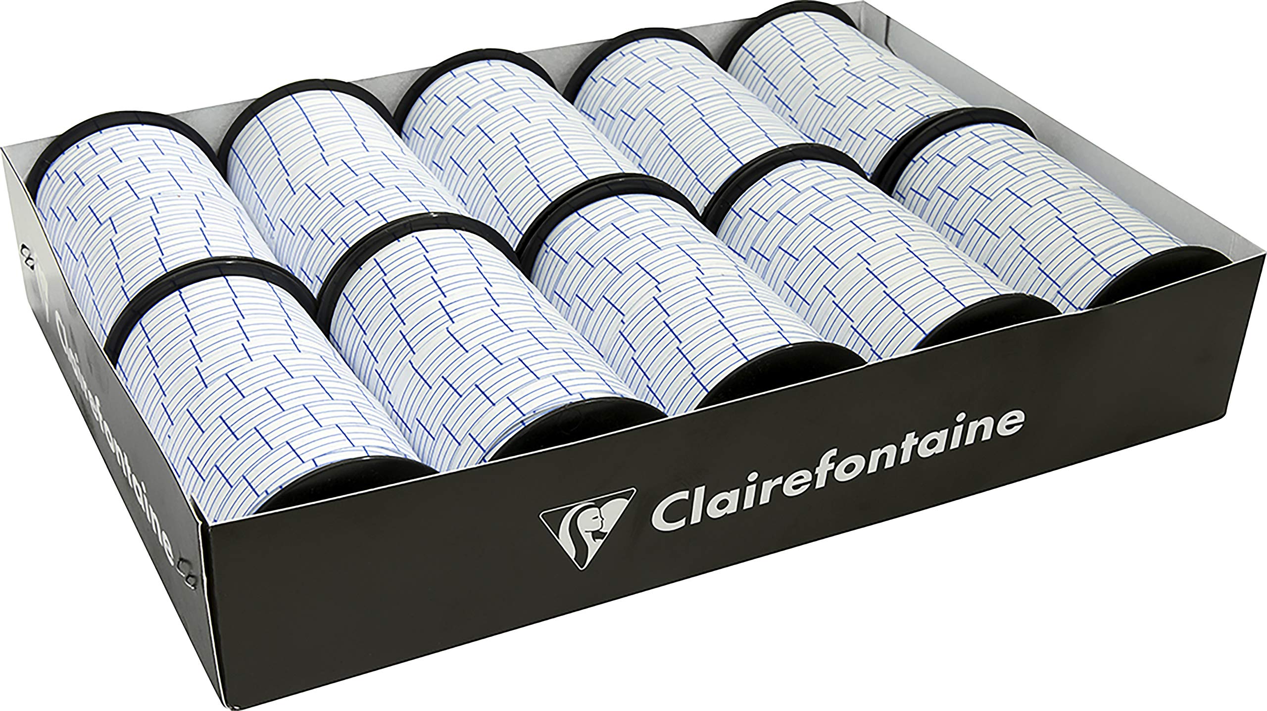 Clairefontaine 612703C - One Tray Of 10 Rolls Of Ribbon - Dimensions : 10m x 10mm - Pattern : White Writing - Creative - Accessories for Gift Wrapping