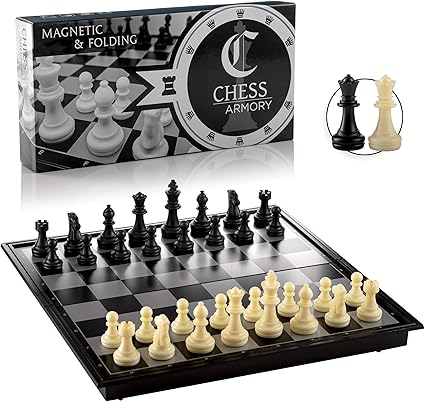 Amazon.com: Juego de ajedrez magnético de viaje con reinas extra y almacenamiento para piezas: Toys \u0026 Games