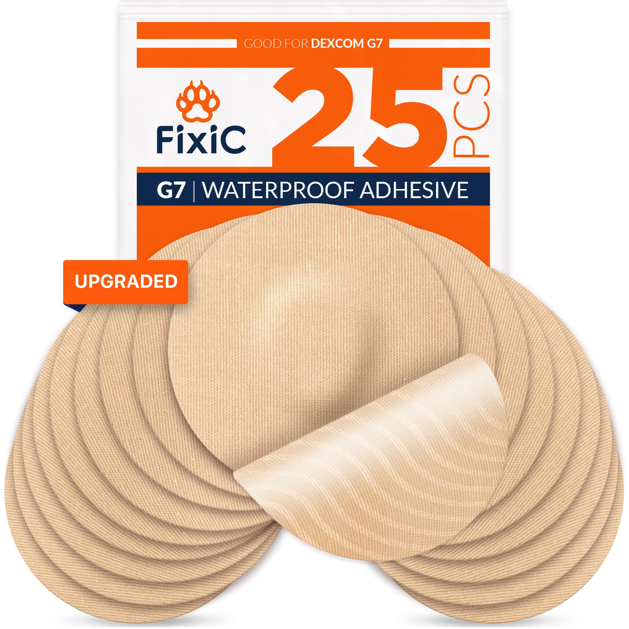 Photo 1 of Fixic G7 Over Patches - 25 Pack - Premium Adhesive Patches Compatible with Dexcom G7 & Stelo CGMs - Waterproof Adhesive - Pre-Cut Back Paper - Long Fixation for Your Sensor! (Upgraded, Tan)