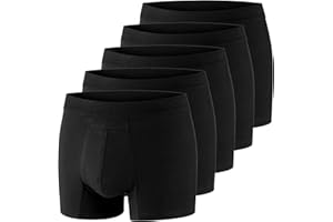 PROTECHDRY Washable & Reusable Urinary Incontinence Cotton Boxer Brief Underwear for Men - 5 Pack (Buy 4 Get 1 Free) (X-Large, Black)