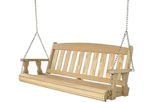 Amish Casual Heavy Duty 800 Lb Mission Treated Porch Swing with Hanging Chains (4 Foot, Unfinished)