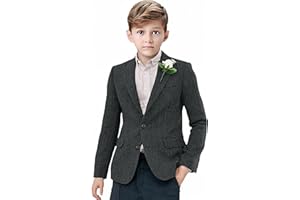 SAILIINY Boys Suit Blazer Retro Tweed Kids Jacket for Boy Herringbone Vintage Sport Coat Formal School Casual Wedding Jacket