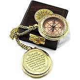 Trust in The Lord With All Your Heart - Proverbs 3:5-6 Quote Engraved Compass With Wooden Box, Greeting Card, Gift Compass, Graduation Day Gifts 2024 for Women Men Boys Girls