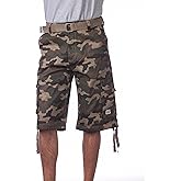 Pro Club Men's Cotton Twill Cargo Shorts with Belt - Regular and Big & Tall Sizes