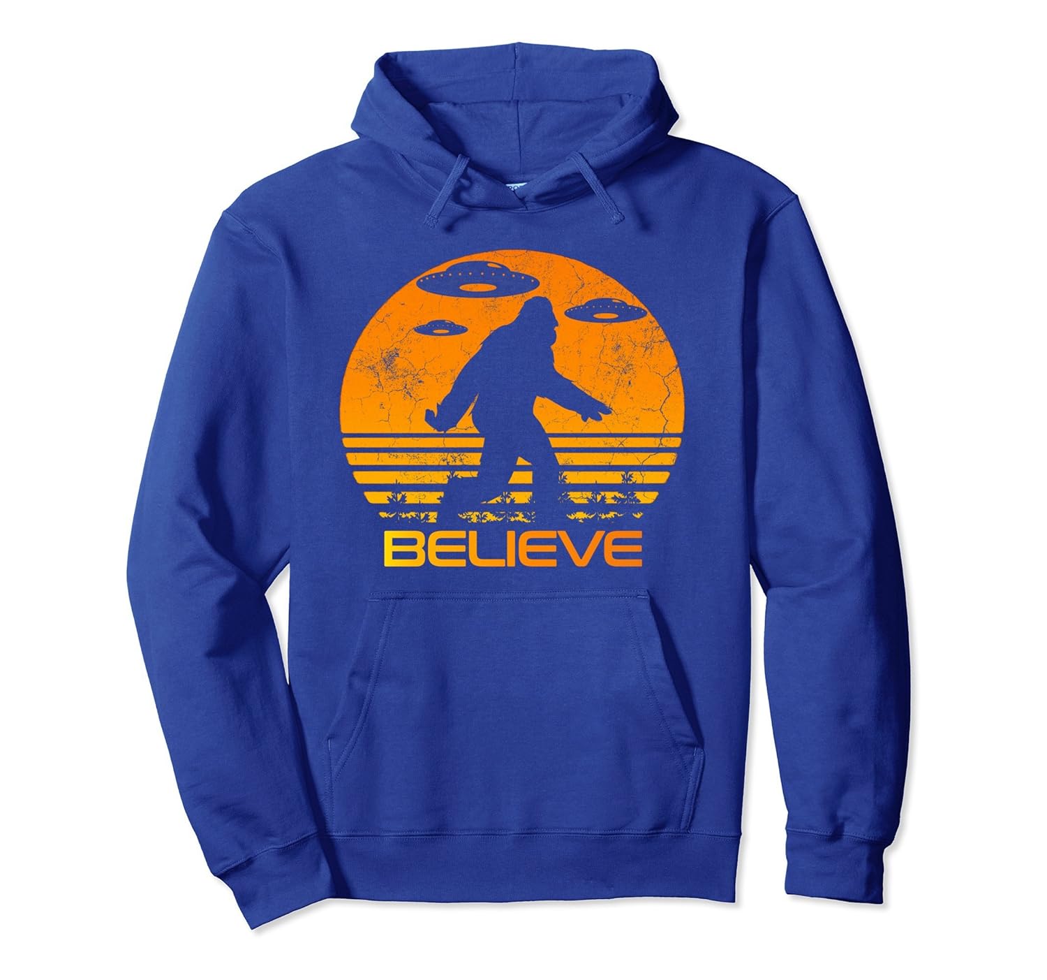 Retro Bigfoot UFO Hoodie Abduction Sci Fi Believe Men Women-ANZ